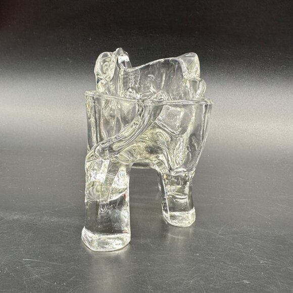 Vintage Clear Glass Elephant Figurine Trinket Dish Jewelry Key Holder Candy - Picture 3 of 9